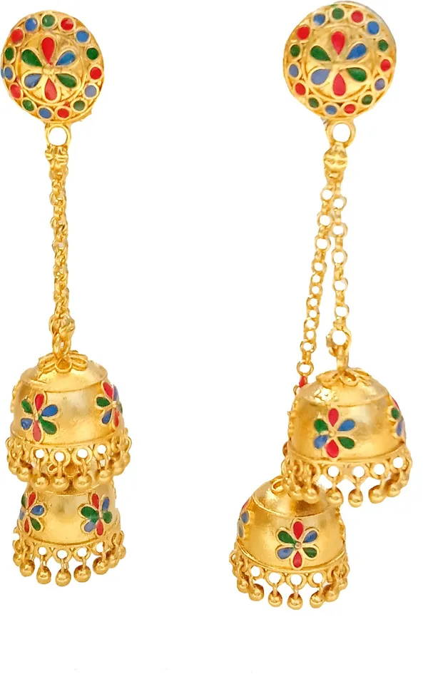 Assamese_Copper_Multi_Colour_Double_Jhumka_Earring_For_Girls_&_Women